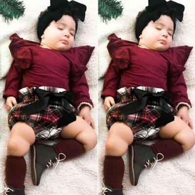 

UK STOCK 3PCS Newborn Baby Girl Outfits Clothes Tops RomperBow Shorts Pants Set