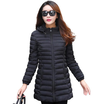 

Winter Women Ultra Light Down Jacket Hooded Warm Slim Fit Coat Zipper Parka