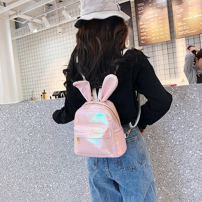 

Tailored New Fashion Womens Sequin Radium Backpack Casual Wild Cute Rabbit Ear Backpack