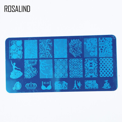 

ROSALIND 1pcs 126cm Rectangle Nail Stamping Template Flowers Animal Patterns DIY Nail Designs Manicure Stamp Plate Stencils