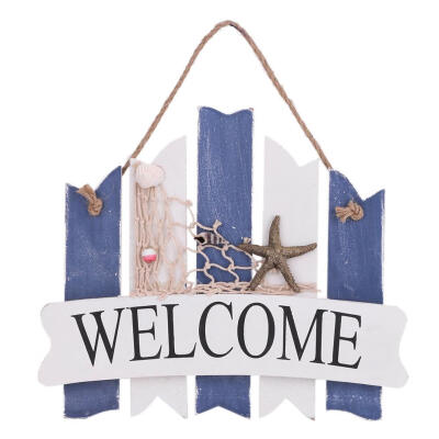 

Mediterranean Style Fence Shape WELCOME Plaque Wooden Sign Home Store Decor