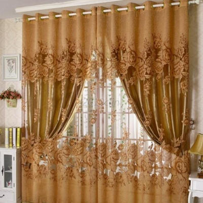 

New Elegant Room Floral Tulle Window Screening Curtain Drape Scarfs Valances