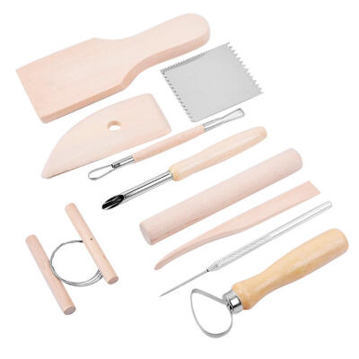 

11pcs Stainless Steel Pottery Clay Sculpture Tools Set Wooden Handle Shaper