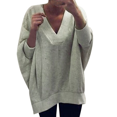 

Starmoon Fashion Women Deep V-Neck Solid Easy Blouse Pullover Sweatshirt Tops