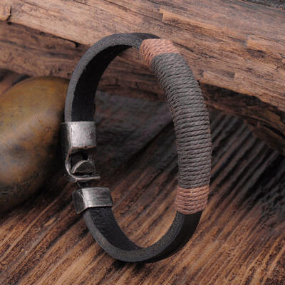 

Fashion Men&39s Braided Leather Bracelet Vintage Charm Bangle Wristband Jewelry