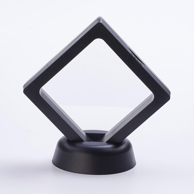 

Plastic Frame Stands with Transprent Membrane For Ring Pendant Bracelet Jewelry Display Rhombus Black 69x69x54mm