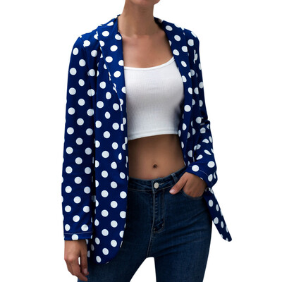 

Toponeto Women Daily Casual Dot Print Blazer Long Sleeve Jacket Ladies Office Wear Coat