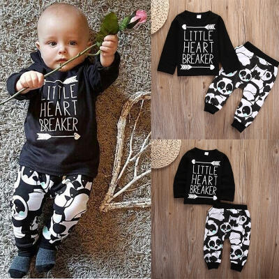 

Newborn Infant Baby Little Boy Girl T-shirt TopPant Pandas Outfits Set Clothes