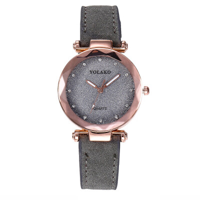 

Fashion Women Romantic Starry Sky Wrist Watches YOLAK0 Brand Leather Rhinestone Watches Clock Relogio Feminino Dropshipping