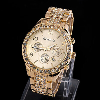 

Womens Watches Fashion Geneva Brand Roman Numeral Diamond Watch Atmosphere Luxury Montre Femme Acier Inoxydable Kol Saati