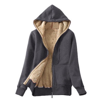 

Roseonmyhand Womens Casual Winter Warm Sherpa Lined Zip Up Hooded Sweatshirt Jacket Coat