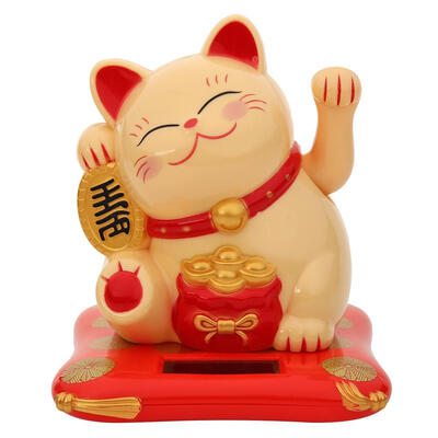 

Cute Solar Shaking Hands Lucky Cat Fortune Crafts Figurines Miniatures Gift