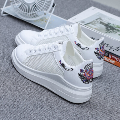 

White shoes summer women 2019 new Joker Korean version of mesh breathable hollow mesh flat student sports white shoes