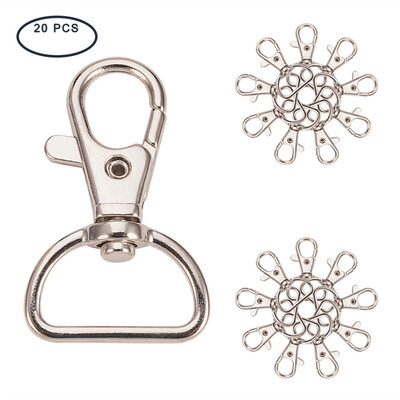 

PH PANDAHALL 20pcs Iron Lobster Clasps Swivel Snap Hook Jewelry Fastener Hook Platinum
