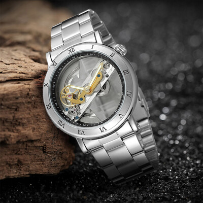 

Gobestart Hollow Simple Quality Movement Business Fashion Men Steel Belt Mechanical watch