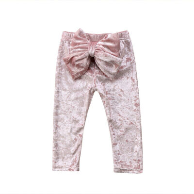 

Cute Toddler Kids Baby Girls Bow Bottoms Velvet Long Pants Leggings Trousers UK