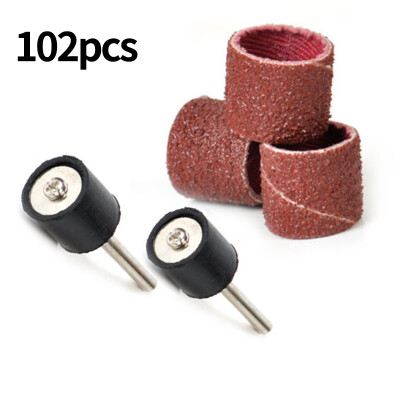 

100x 80 Grit Sand Drum Sanding Sandpaper Sleeve2x 12 Mandrel For Rotary Tool