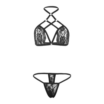 

Toponeto Women Lingerie Corset Bandage Hollow Underwire Lace Muslin Sleepwear Underwear