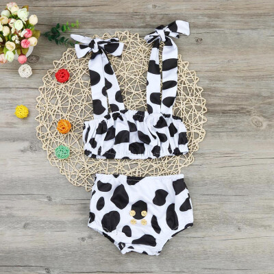 

2Pcs Kid Baby Girl Straps Dots Print Swimwear Bathing Bikini Set Clothes Outfits