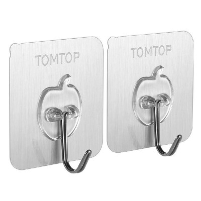

TOMTOP 2pcsset Hooks Wall Hook Set of 2 Sticky Hooks Traceless Hooks Wall-mounted Sticky Hooks Single Hook Set Hooks with Back Ad