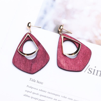 

EK115 Korean Style Fashion Wood Drop Earrings for Women Brincos Dangle Earring Retro Geometric Jewelry Statement Party Gifts