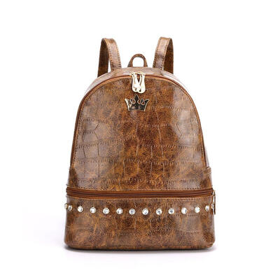 

Women Backpack PU Leather Rhinestone Travel School Bag for Teenager Girls