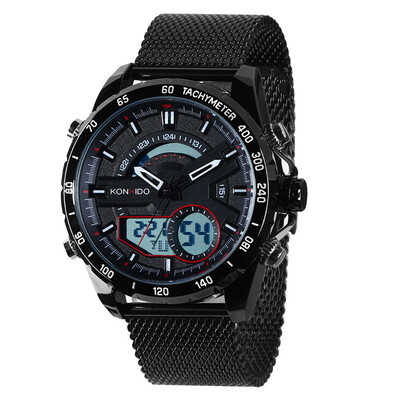 

KONXIDO gallery time 6228 mesh belt mens watch waterproof luminous double display multi-function sports watch male