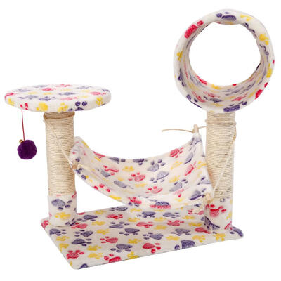 

M47 23" Stable Cute Sisal Cat Climb Holder Cat Tower White Footprints