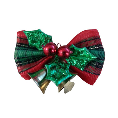 

Christmas Flocking Cloth Mini Bow With Cute Bells Bow Christmas Tree Bowknot Ornaments Hanging Decoration For Wedding Party