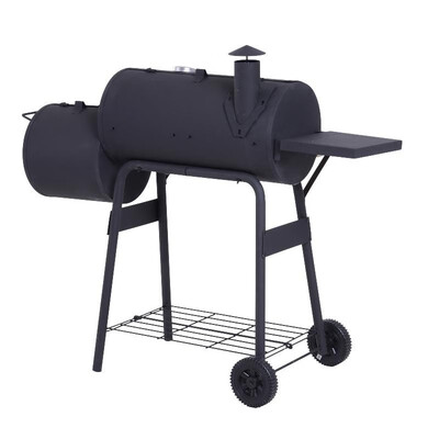 

48" Steel Portable Backyard Charcoal BBQ Grill&Offset Smoker Combo with Wheels