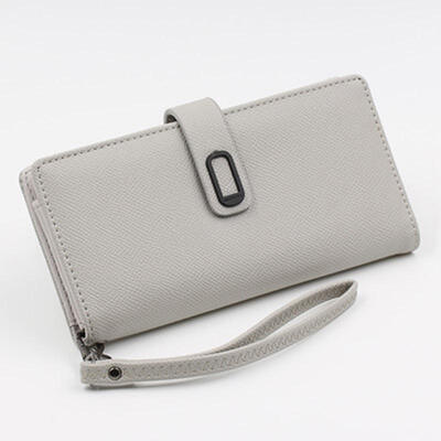 

Simple Fresh Style PU Leather Long Wallet For Women Zipper Hasp Purse Phone Bag With Card Holder