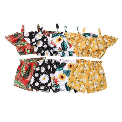 

Newest Fashion Summer Toddler Baby Girl Clothes Off Shoulder Ruffle Sling Crop Tops Short Pants 2Pcs Outfits Clothes