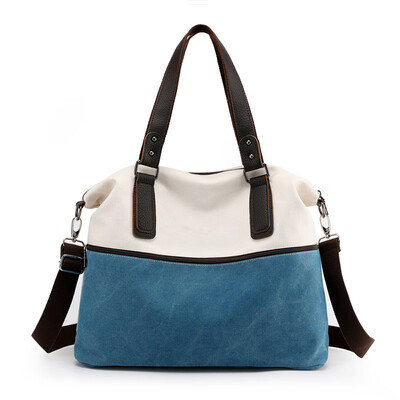 

Korean version of large canvas shoulder bag womens bags retro color large capacity Joker portable slung womens bags