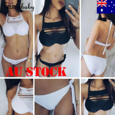 

Women 2pcs Swimwear Bandage Bra Thong Bikini Set Push-up Padded Bathing Swimsuit