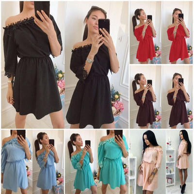 

Fashion Women´s Off Shoulder Lace Party Evening Cocktail Beach Short Mini Dress