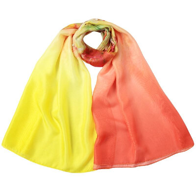 

New Women Chiffon Scarf Floral Print Contrast Long Thin Pashmina Silk Shawl Beach Cover Up YellowRose