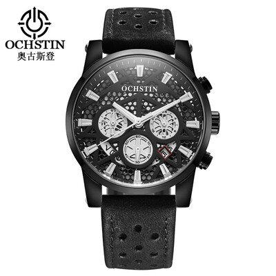 

Augustus OCHSTIN multi-function three-eye calendar multi-function leather mens watch mens watch