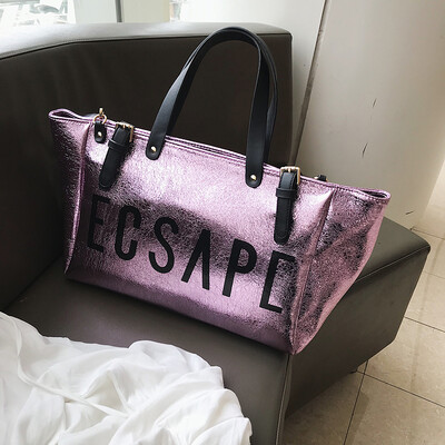 

Summer bright face large capacity bag female 2019 new Korean version of the wild single shoulder slung fashion portable letter big bag