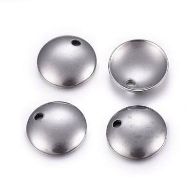 

304 Stainless Steel Charms Flat Round Stainless Steel Color 10x2mm Hole 15mm