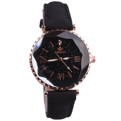 

Simple ladies quartz watch belt starry dial