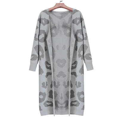 

Women Long Cardigan Coat Long Sleeve Knitwear Casual Loose Print Pockets Outwear