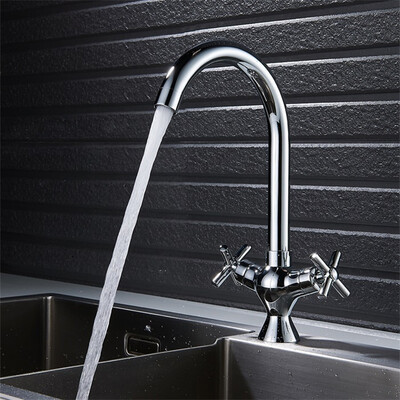 

Modern Cross Head Kitchen Sink Taps Swivel Spout Brass Chrome Basin Mixer Tap