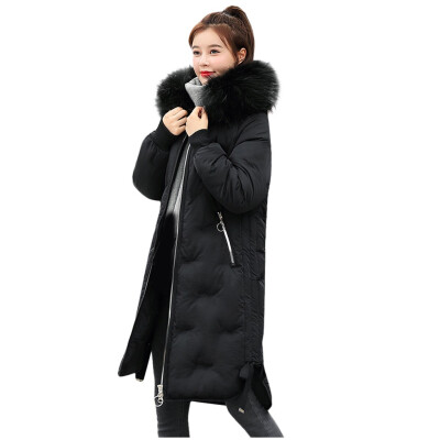 

Toponeto Women Fashion Outerwear Long Cotton-padded Jackets Pocket Faux Fur Hooded Coats