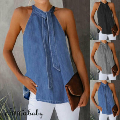 

Women Ladies Casual Sleeveless Tank Tops Vest Blouse Crop Top Short T Shirt -XL