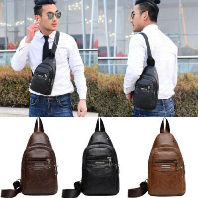 

New Mens Leather Casual Chest Back Pack Shoulder Messenger Sling Bag Crossbody