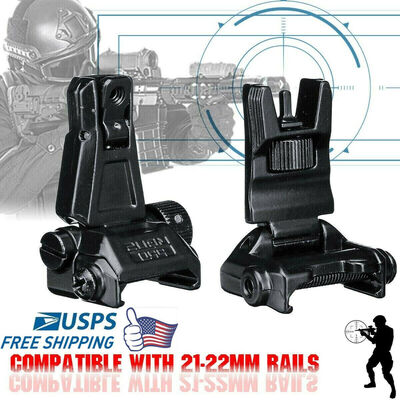 

Low Profile Flip-up Metal Tactical Sight Folding Iron Sights Front Rear Set Hunt