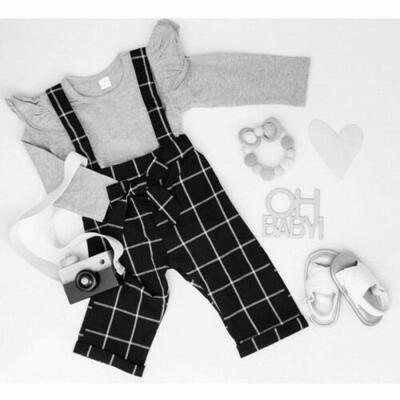 

US Toddlers Baby Girl Kid Clothes Casual Tops T-ShirtBib pants 2Pcs Outfits Set