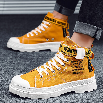 

Summer Mens Shoes High-top Canvas Board Shoes AdolescentsAutumn Leisure Trend Black Tide Shoes