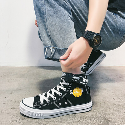 

Summer high-top mens shoes Korean version casual canvas board shoes black autumn personality tide shoes