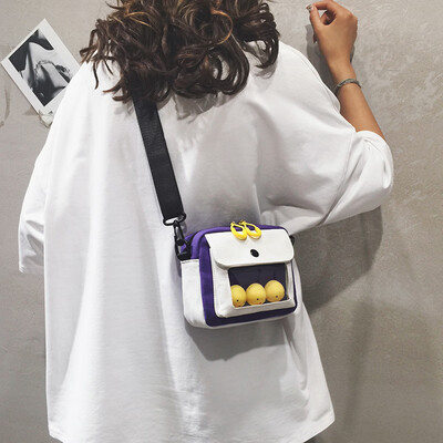 

Net red small bag female new 2019ins super fire fashion canvas shoulder Messenger bag Japanese Harajuku girl bag